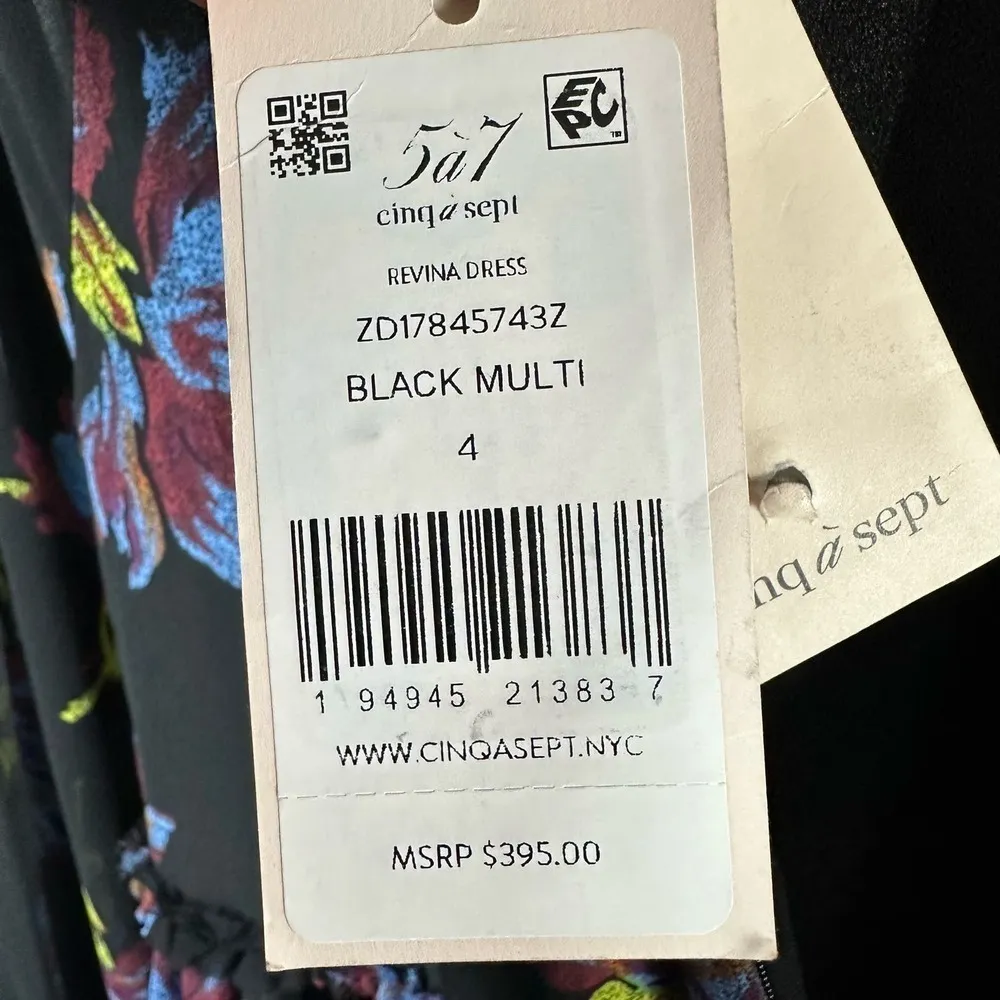 Cinq a Sept Revina Floral Gauze Minidress size US 4 Black Multi - Image 6