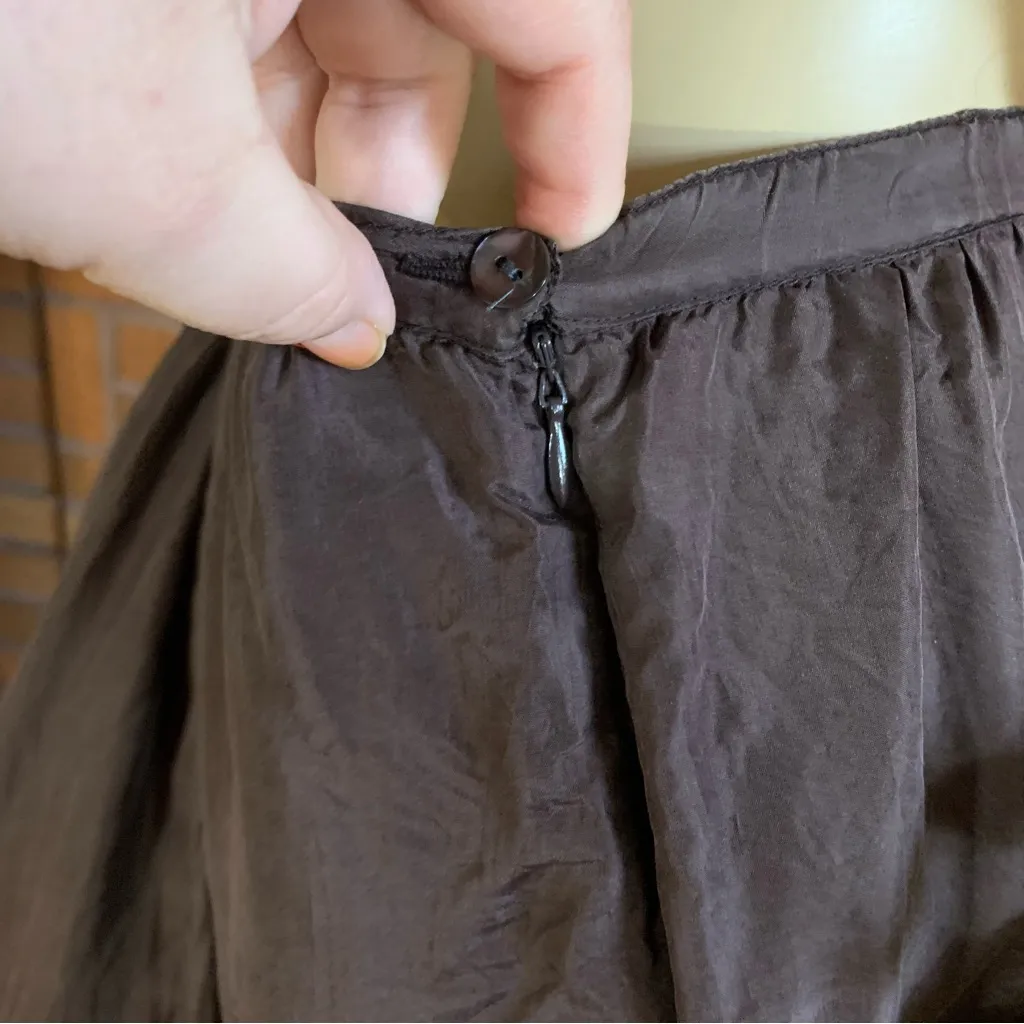 CHICO'S BROWN BEADED FLORAL PRINT SILK MIDI SKIRT (3/XL) - Image 7