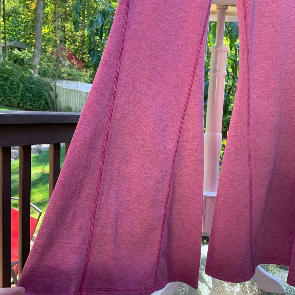 Free People Pants Womens L Large Pink Flare Bell Bottom Boho Hippie Yoga - Image 2