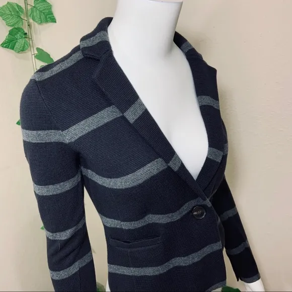 Loft Gray Knit Striped Blazer Jacket New XXSP - Image 2