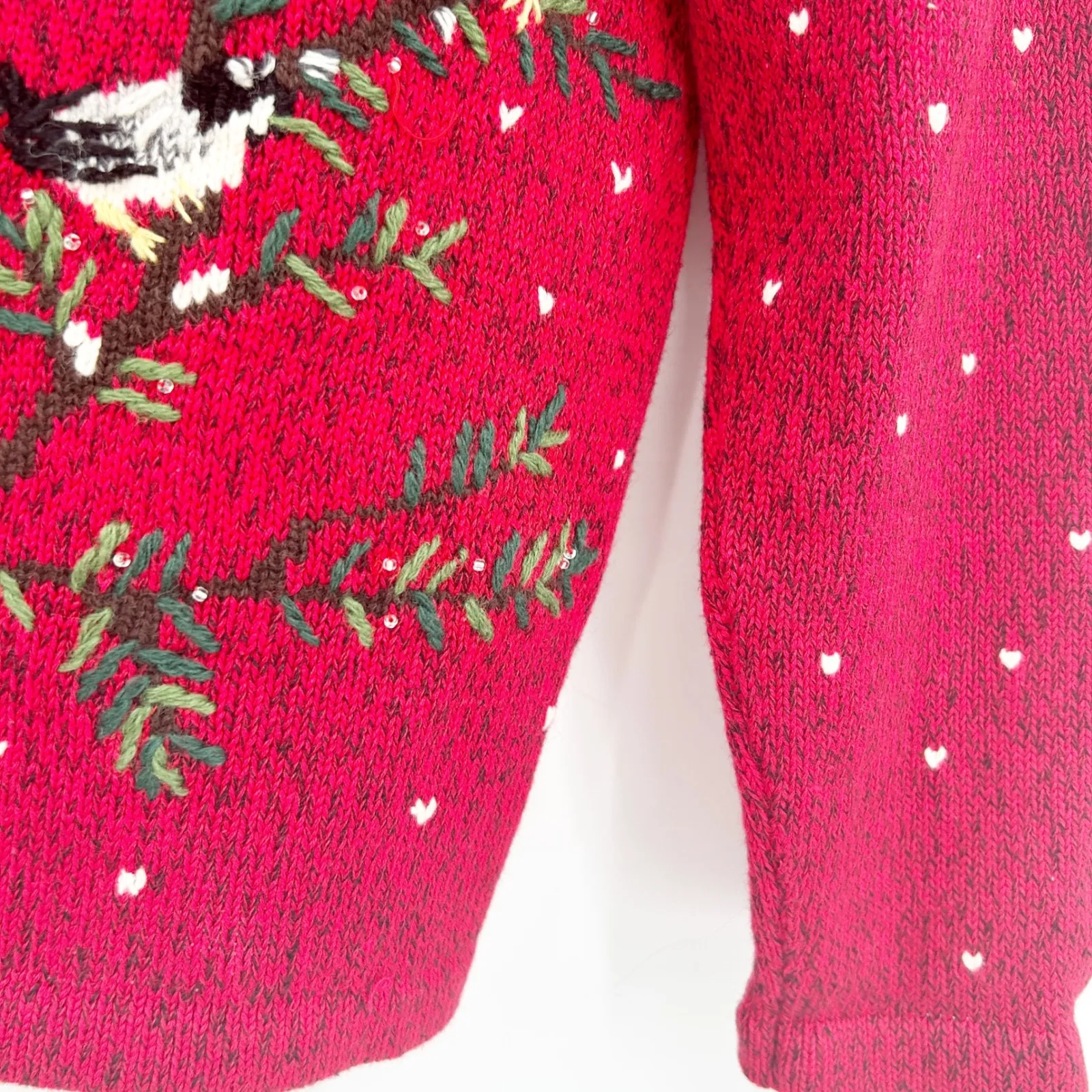 Coldwater Creek Womens‎ XL Vintage Winter Bird Tree Embroidered Cardigan Sweater - Image 4