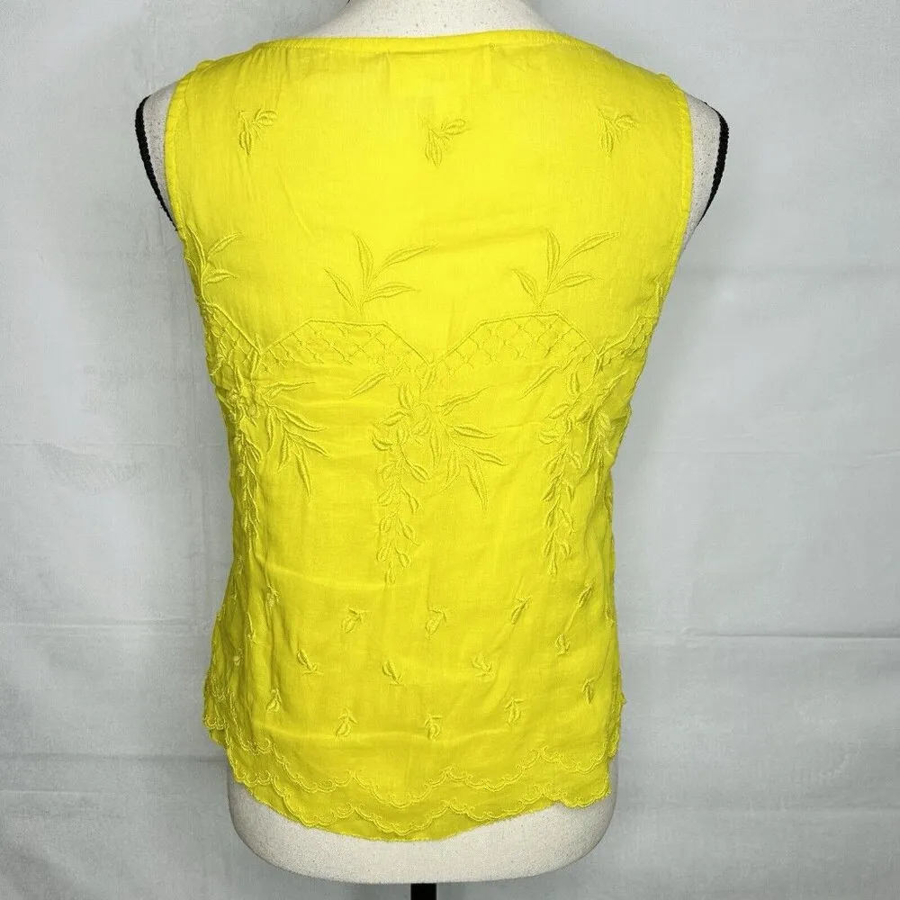 Anthropologie Moulinette Soeurs Vestments Embroidered Yellow Tank Top Size 0 - Image 7