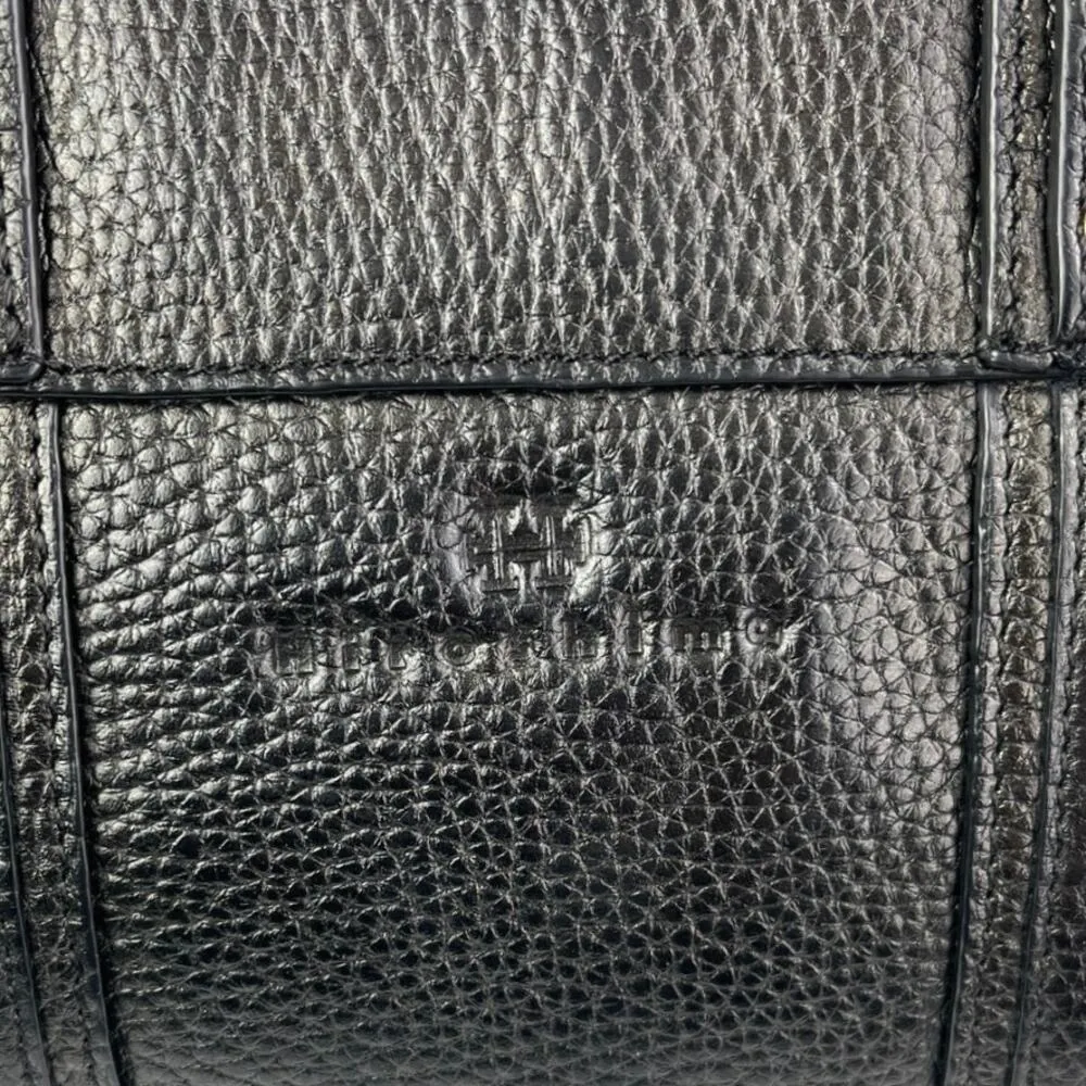 Hiroshima Black Pebbled Leather Buckle Crossbody Messenger Shoulder Bag - Image 4