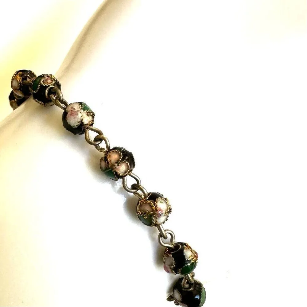 Black cloisonné rosary bracelet - Image 3