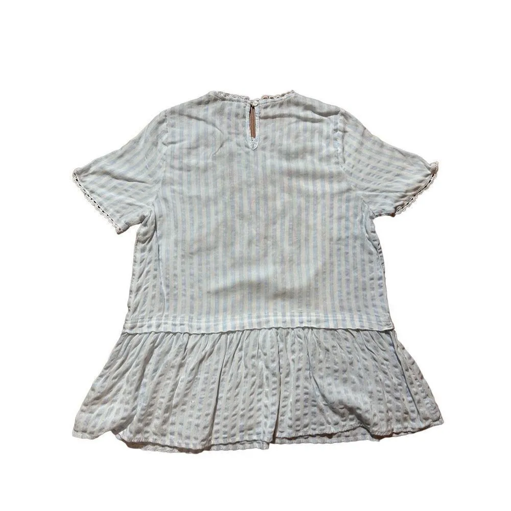 BluHeaven by UMGEE BOUTIQUE Blue striped floral embroidery rayon loose tunic top - Image 4