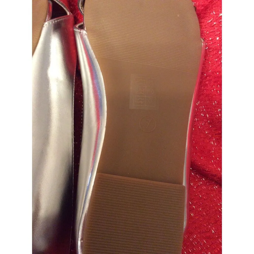 Asos Leadership Peeptoe Ballet Flats Silver Size 7 - Image 10
