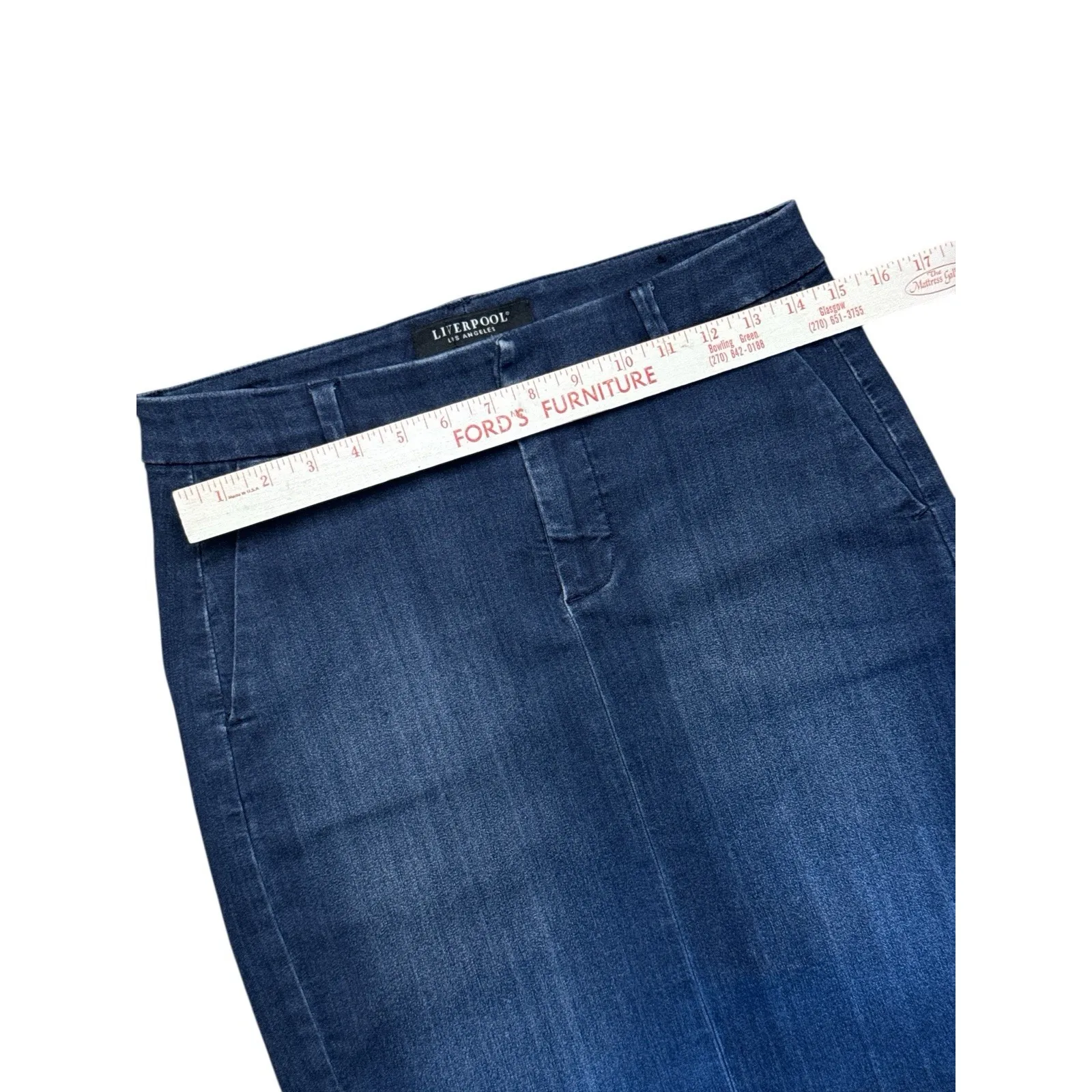 LIVERPOOL Los Angeles Kelsey Denim Skirt Granville Blue Size 8/29 Stretch Chic - Image 3