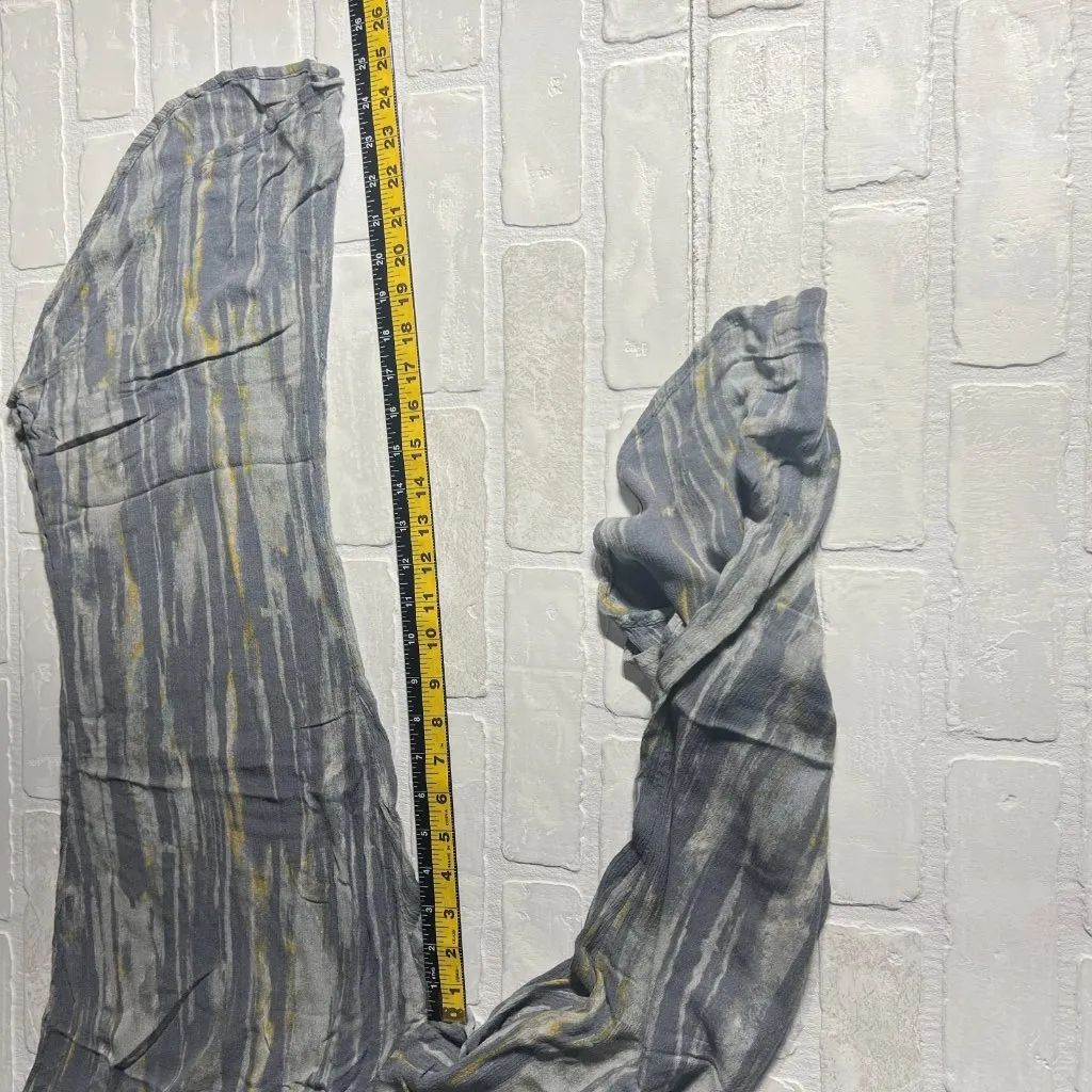 Free People Pants Womens Large Gray Blue‎ Yellow Abstract Wide Leg Boho Lounge - Image 4