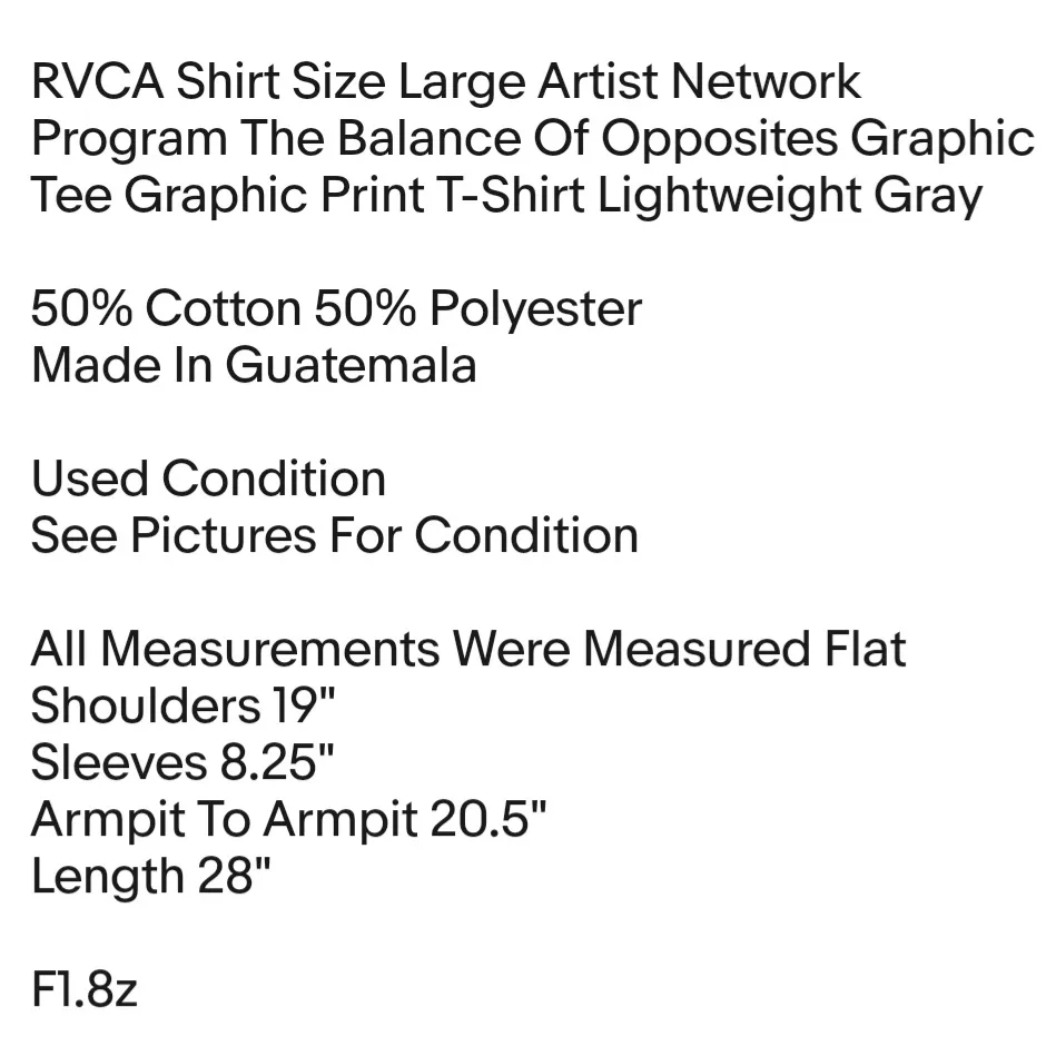RVCA Shirt Size Large Artist Network Program The Balance Of Opposites Graphic Tee Unisex - Image 2