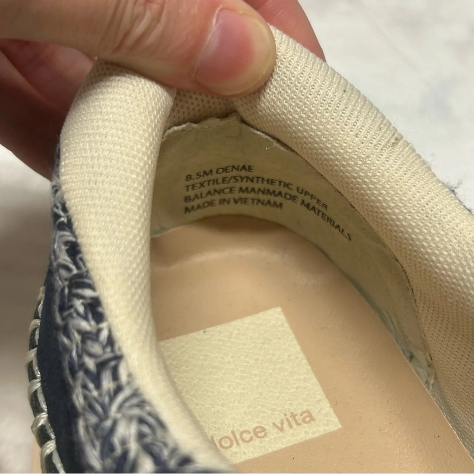 Dolce Vita Sneaker Lace Up Shoes White Blue Woven Elevated On Go Womens 8.5 NEW - Image 6