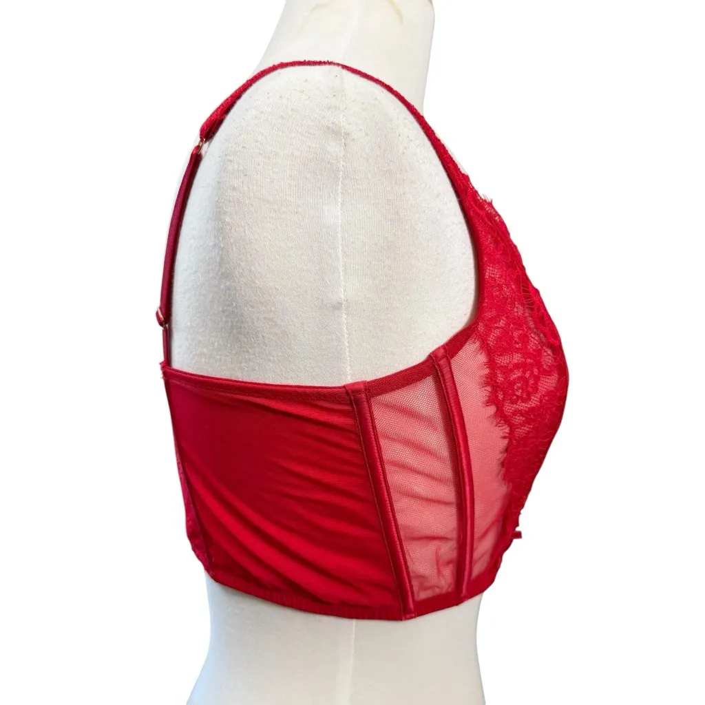 Victoria's Secret Corset Top L Red Lace - Image 3