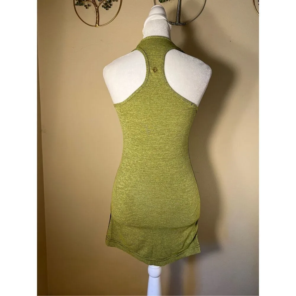 Lululemon Green Gray Micro Stripe Cool Racerback Tank Top Size 4 - Image 2