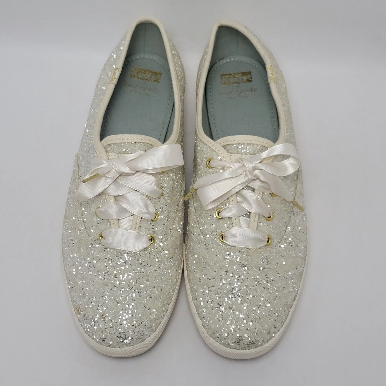 Keds X Kate Spade NY Women's Triple Glitter Silver Cream Lace Up Sneakers Shoe - Image 4