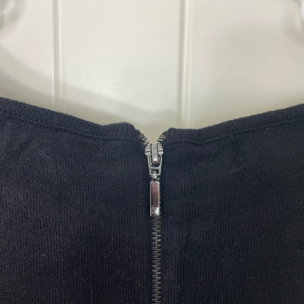 NWOT‎ Alfani women’s faux leather black purple colorblock zip stretch knee dress - Image 5