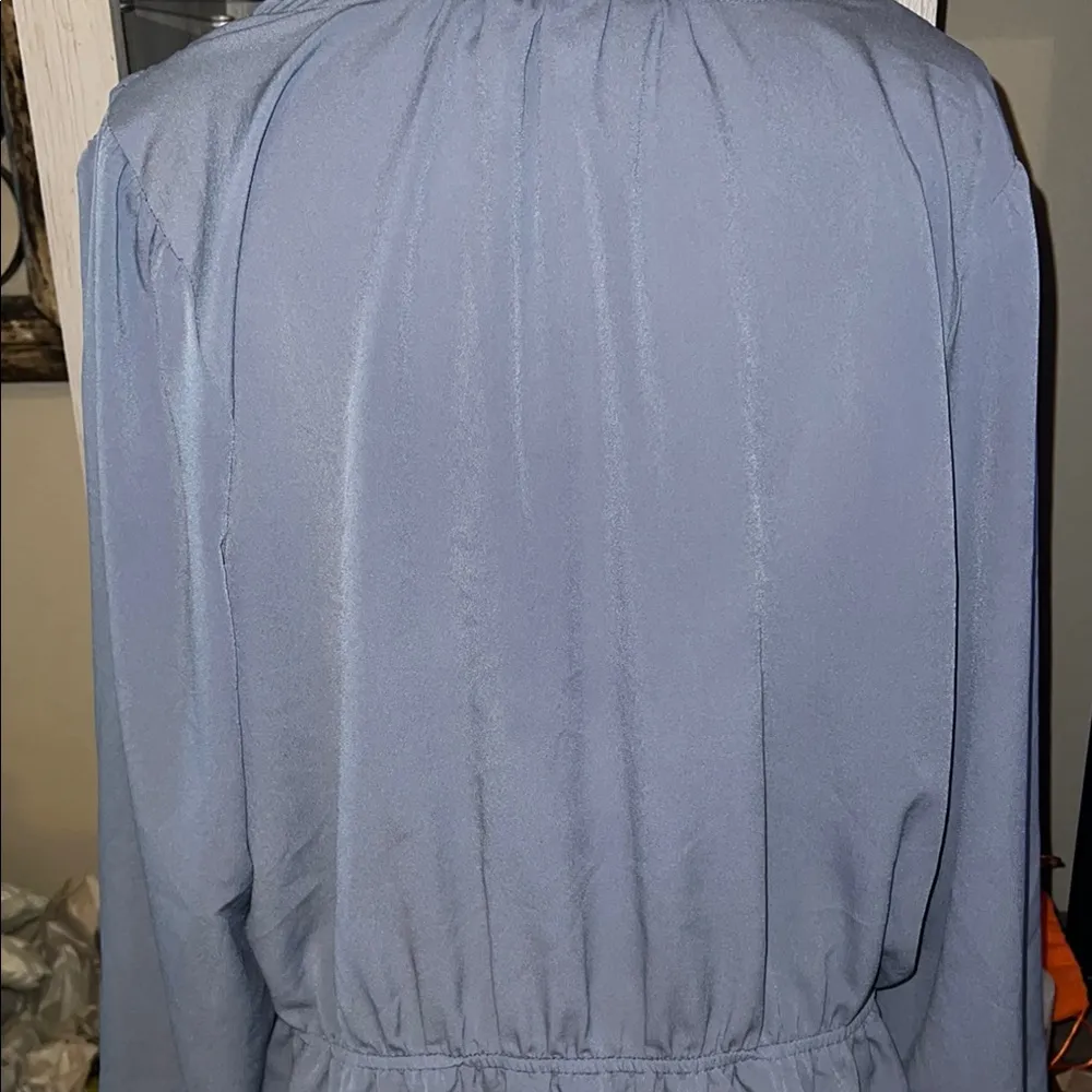 Nine West Blue Buttoned Peplum Blouse - Image 5