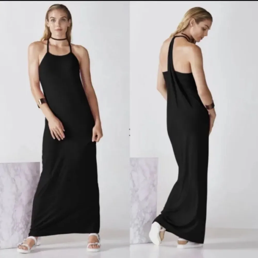FABLETICS medium black Neema maxi dress halter neck relaxed fit maxi length new - Image 12