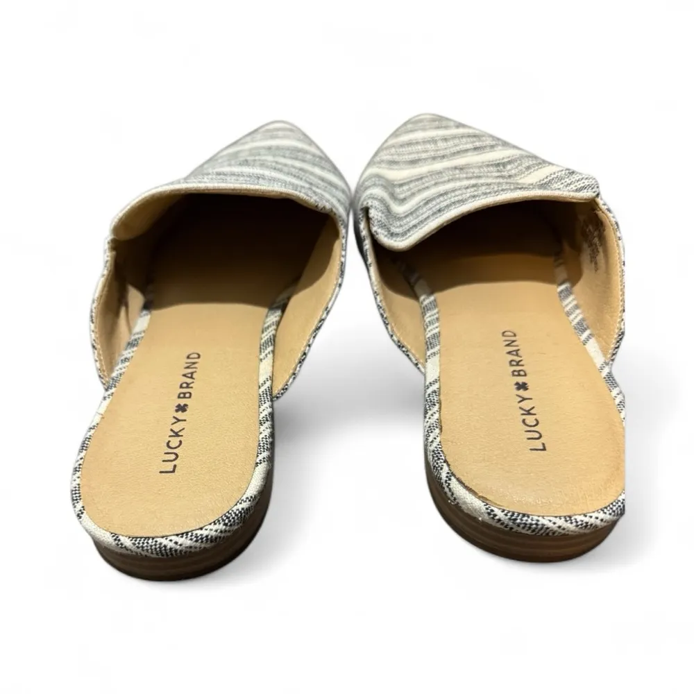 Lucky Brand Brynnuh Black and Cream Slip-On Shoes Size 11M Mules Slides Canvas - Image 4