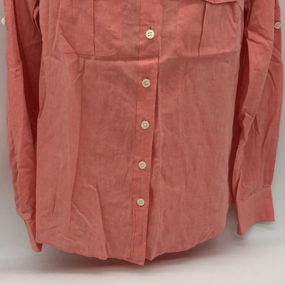 J.Crew for PIAMITA Button Up Long Sleeve 100% Cotton Shirt w/Tabs to Roll Sleeve - Image 6