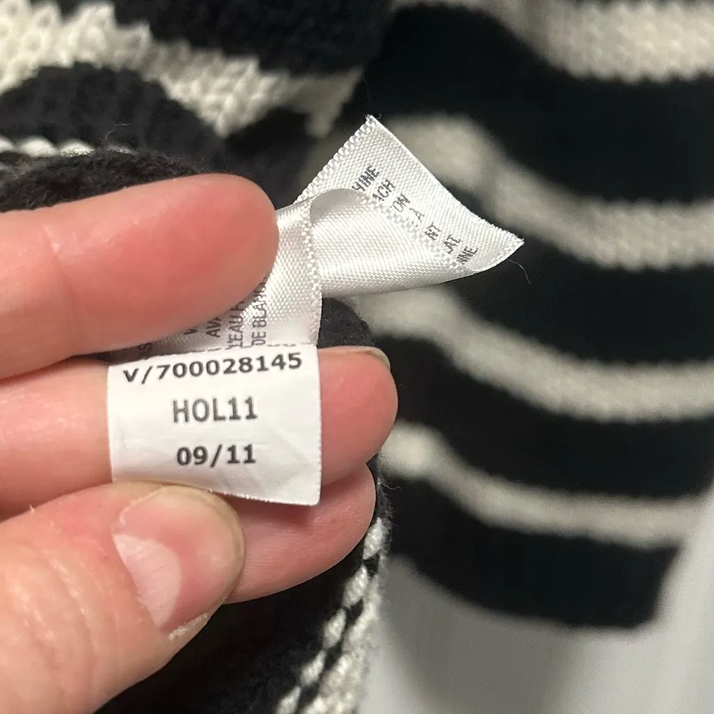 Old Navy Black and White Striped Cardigan Sweater Sz. L old money career office - Image 5