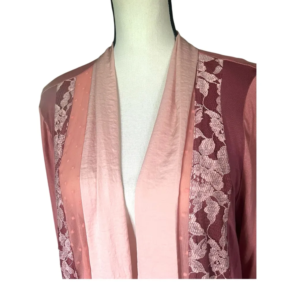 Logo by Lori Goldstein Lace Trim Open Front Lightweight Cardigan. Size XL. - Image 4