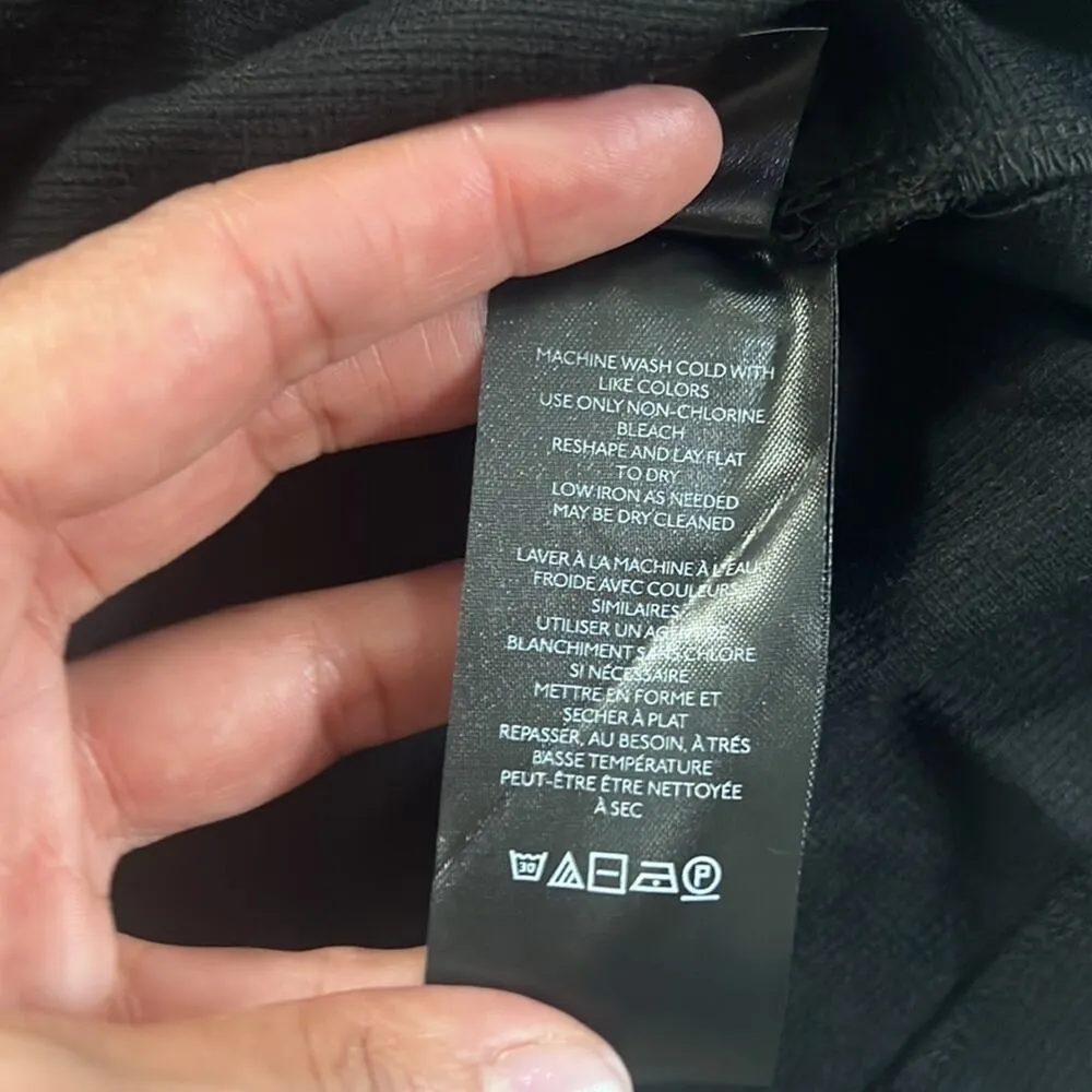 Free people Biana Black Mini Dress Knit Lace-up Back XS 3/4 Balloon Sleeve - Image 9