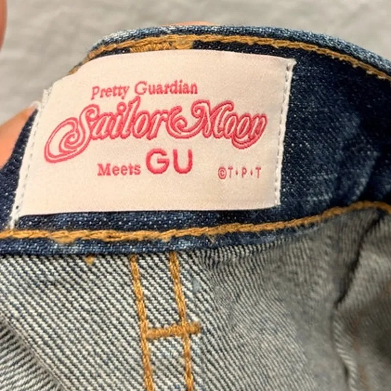 Gu X Sailor Moon‎ 25th Anniversary Mini Denim Skirt Size 27" Anime Japanese Blue Size M - Image 3