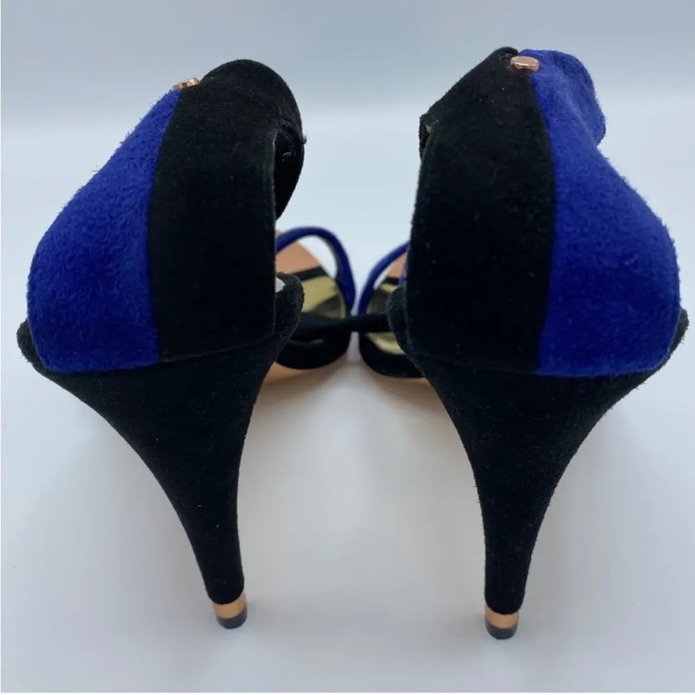 Ted Baker  Blue Black Suede Ankle Strap Heels Size 40 / 9.5 - Image 7