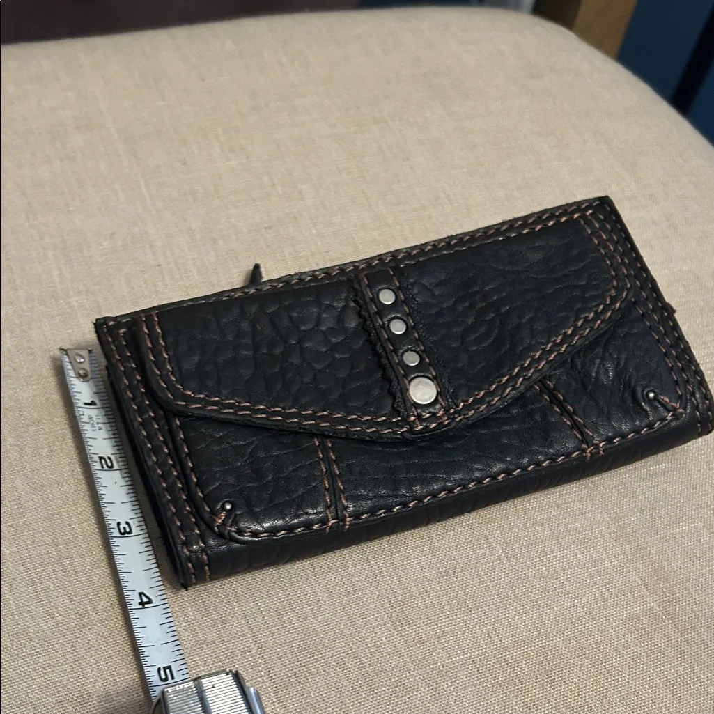 Lucky Brand Black Leather Textured Wallet with Stud Accents - Image 8