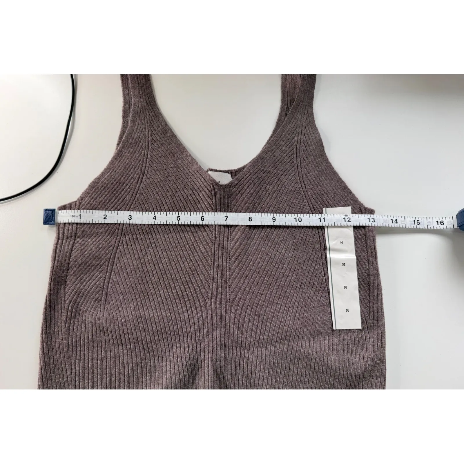 A New Day Knit Tank Top Brown V Neck Ribbed Sleeveless Women's Size M - Image 6