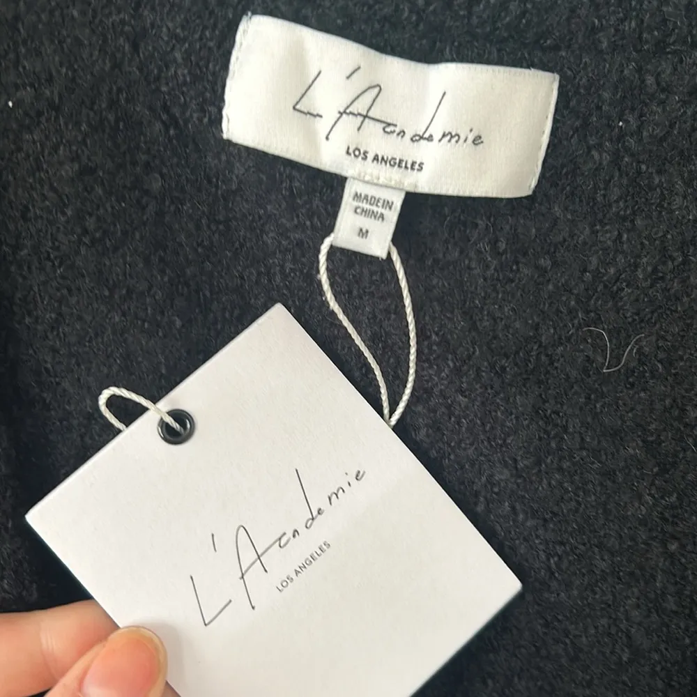 NWT L'Academie Black Long Sleeves Wool Blended Midi Dress Size Medium - Image 3