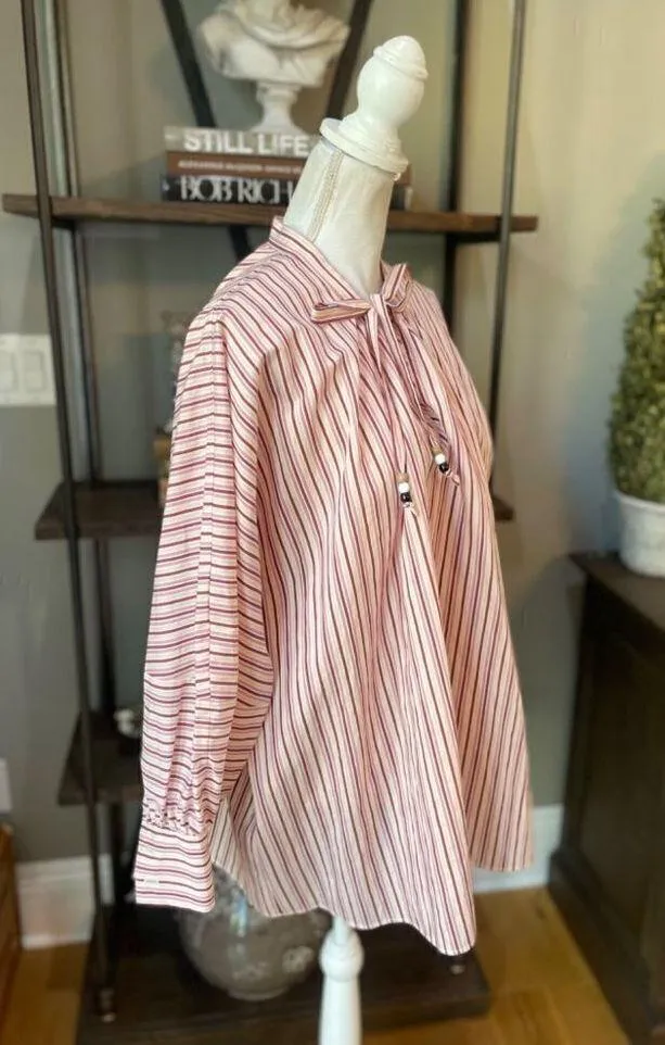 Hugo Boss Bateco Striped Tie Neck Top Red White Womens Size 14 - Image 9