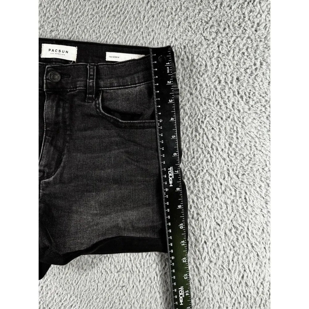 Pacsun Shorts Women 30‎ The Shortie Black Denim Cuffed Hem - Image 4