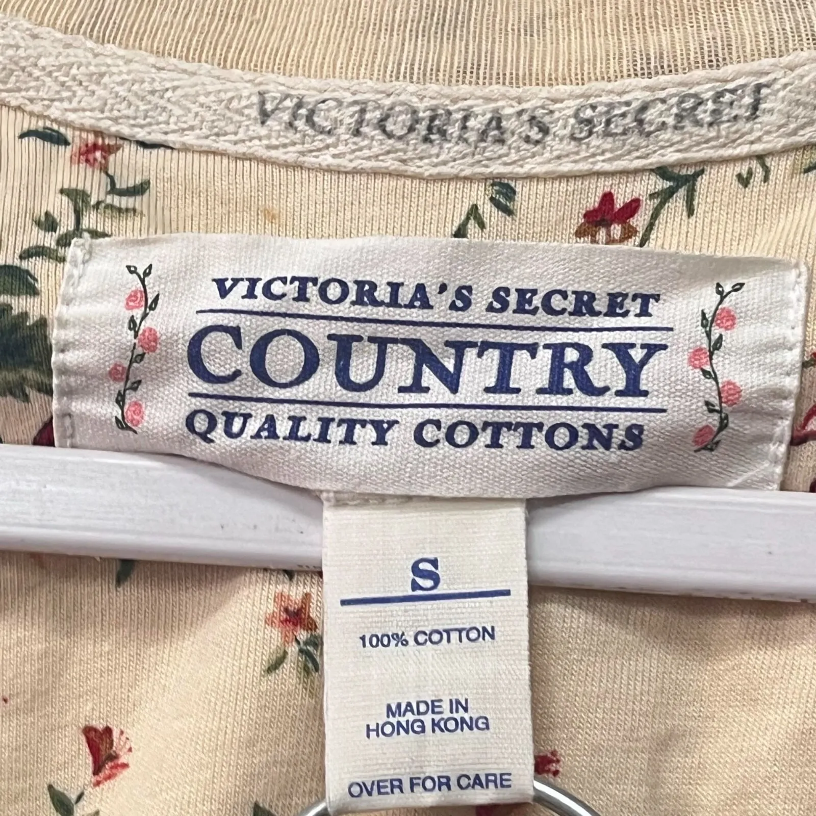 Victoria's Secret Country Women Small Top Cotton Floral Nuetral Farm Cottage - Image 6