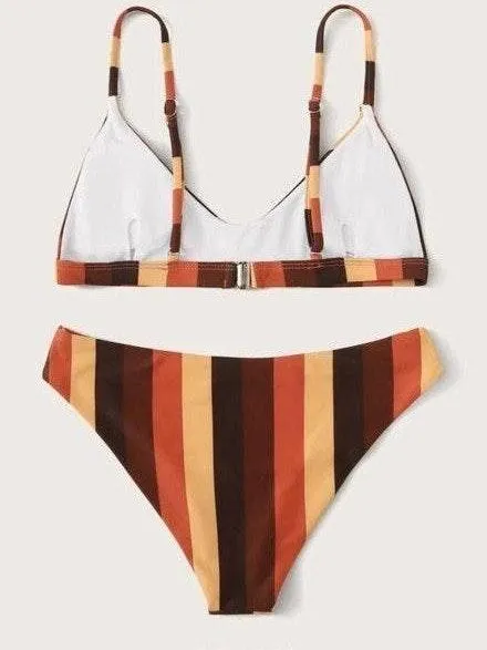 Romwe Striped Low Rise Bikini Top - Image 2