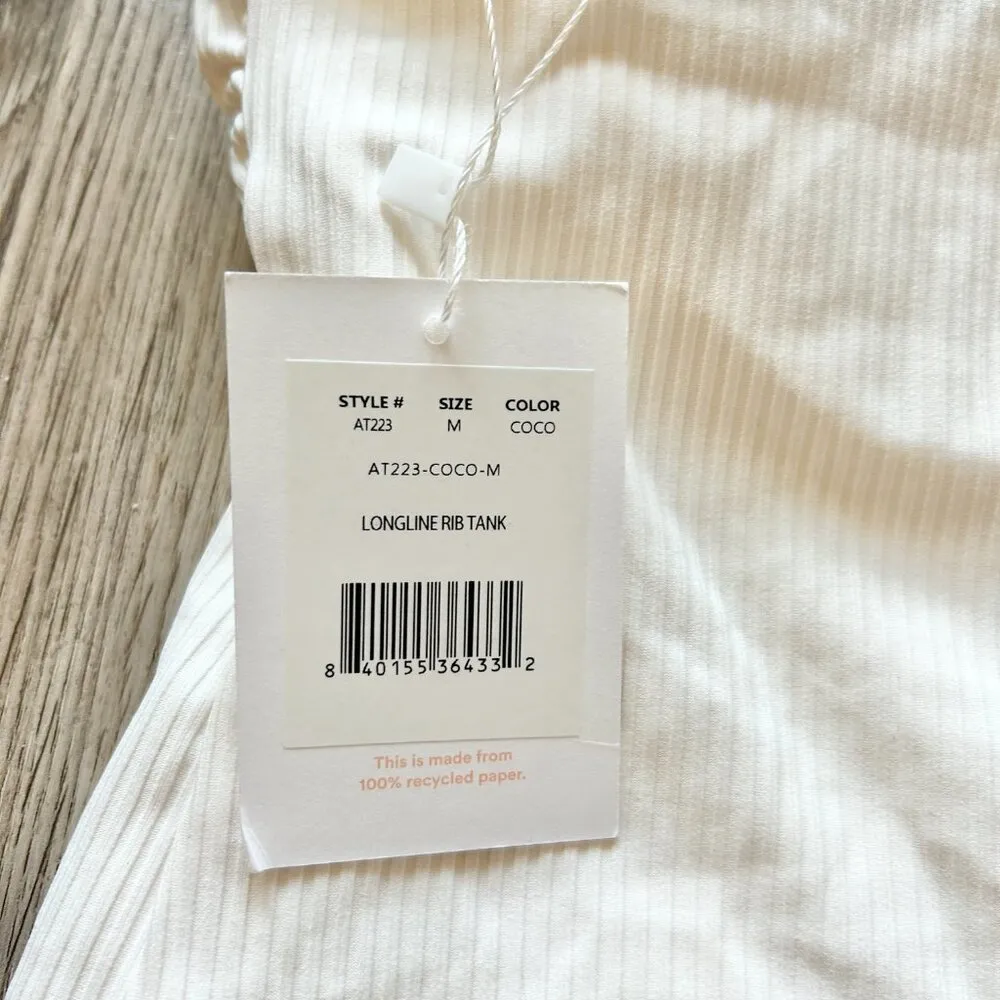 Andie The Longline Rib TankTankini Swim Top in White Size M NWT - Image 3
