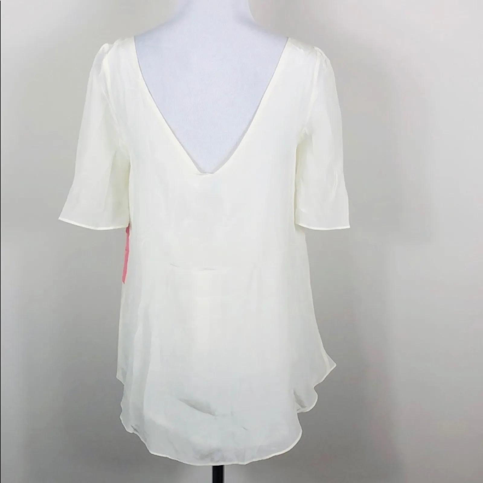 Line and Dot Line Dot Top 100% Silk Geometric Print Hi-Lo - Image 4