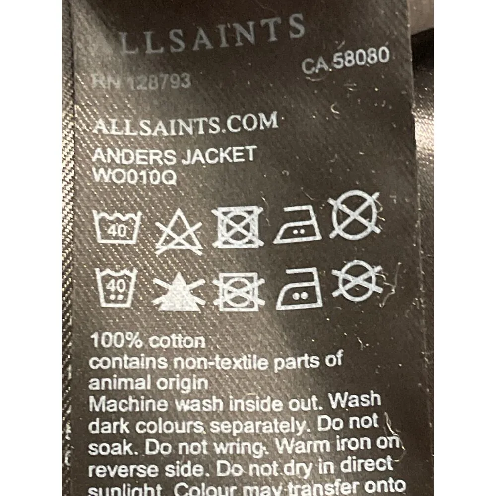 ALLSAINTS Leopard Print Anders Cropped Mixed Media Jacket Small - Image 9