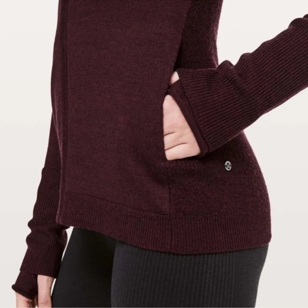 Lululemon  Jacket Wool Time to Thrive Merino Wool Dark Adobe (Heathered) Size 8 - Image 4