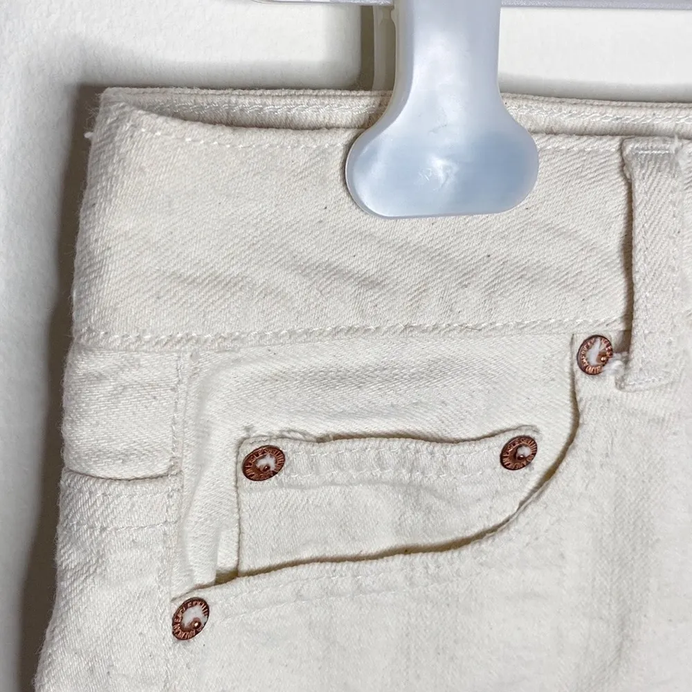 American Eagle Americana off white hi-rise festival fringed denim shorts size 2 - Image 3