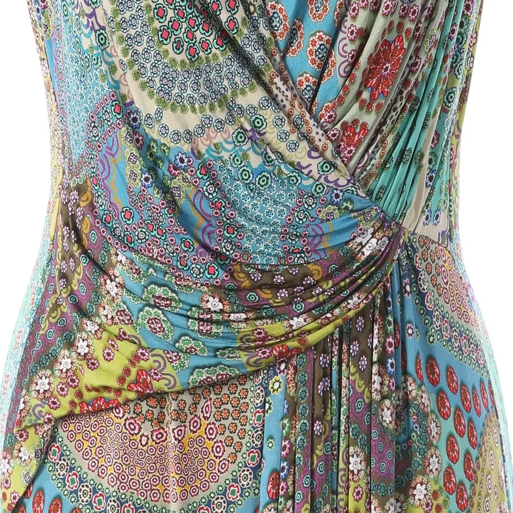 Etro Multi Color Floral/Paisley Sleeveless V - Image 5