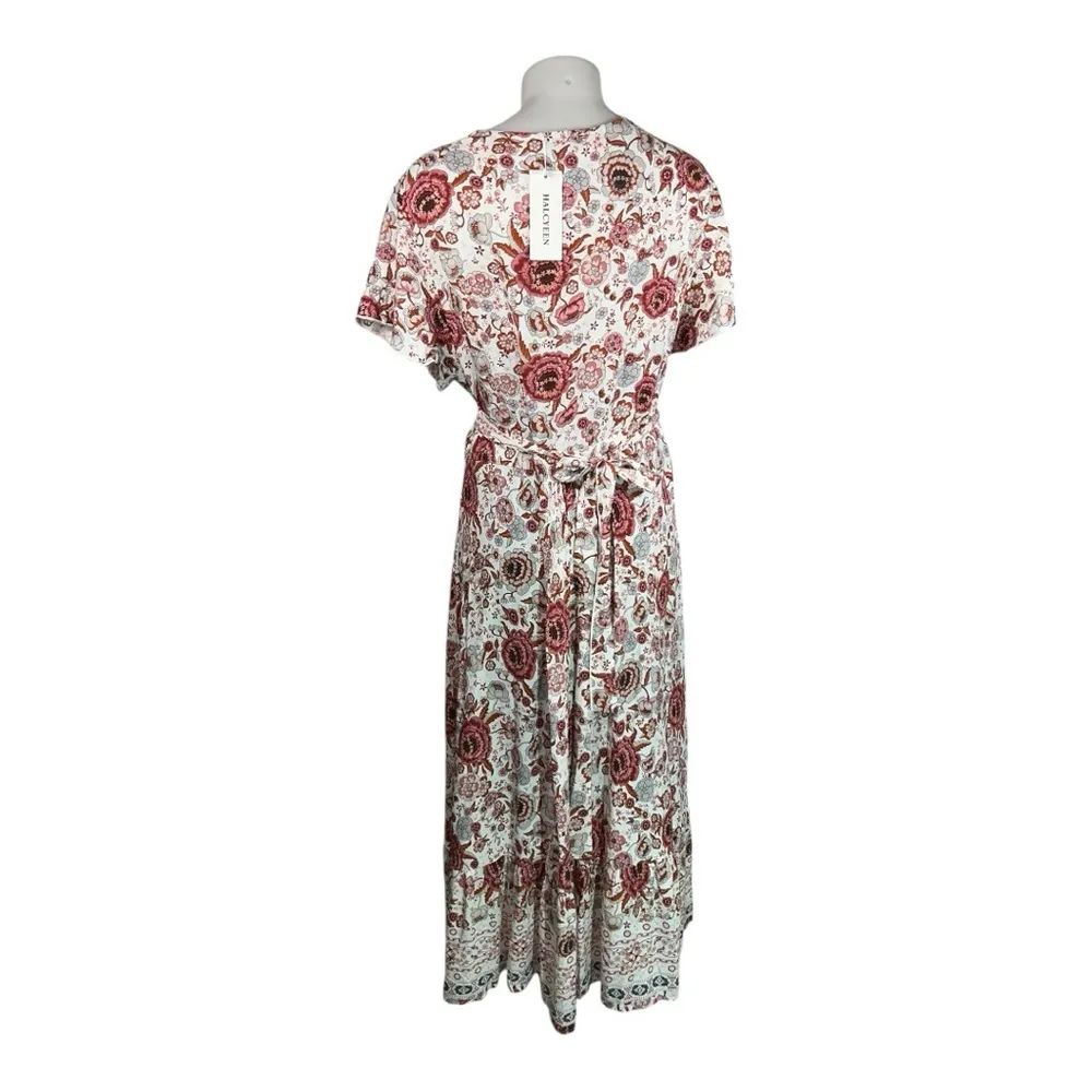 HALCYEEN Elegant Boho Maxi Dress with Flowing Silhouette White/ red flowers XXL White - Image 9