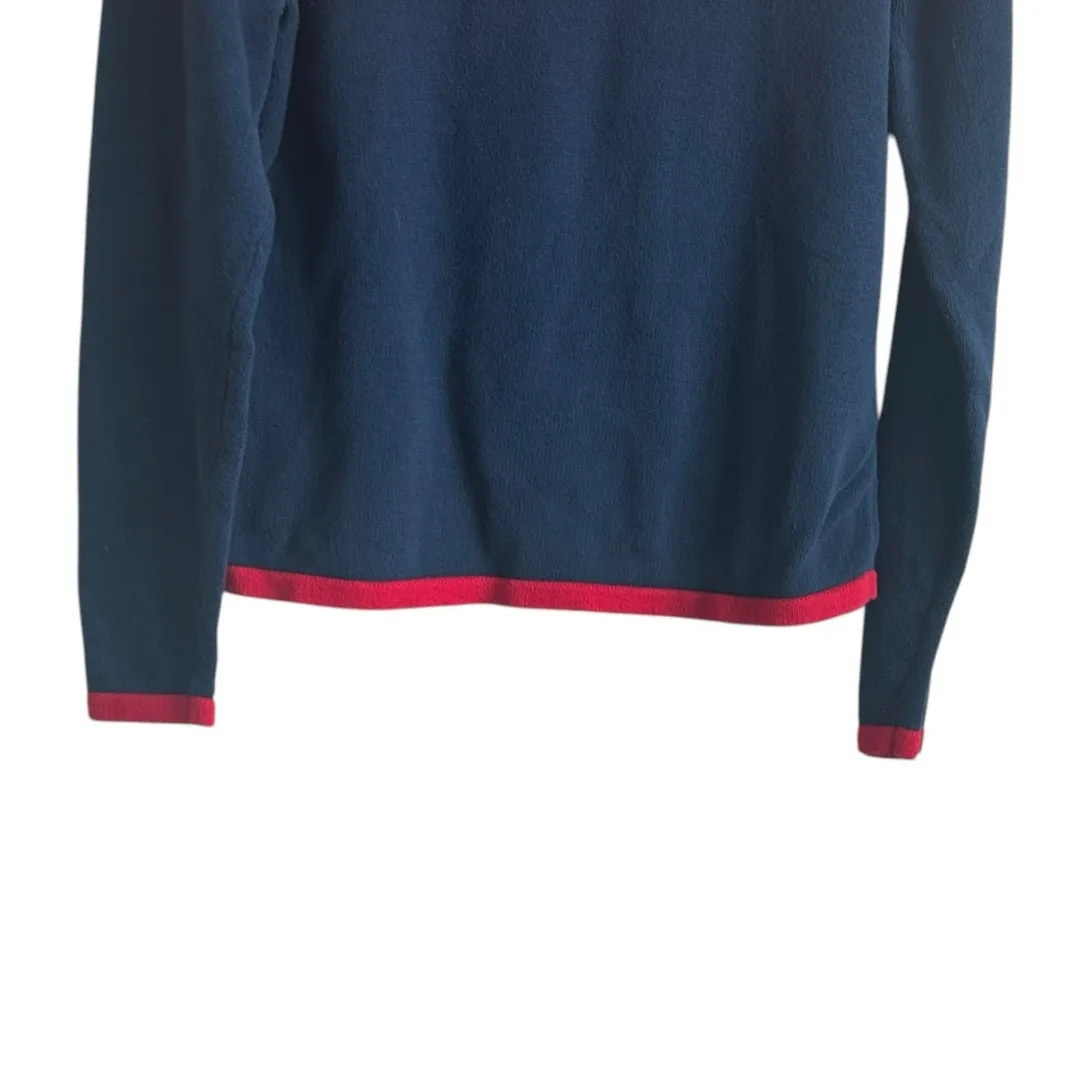 VTG Austin Clothing Women Sweater L Cowl Neck Knitted American Flag Patriotic Blue Size L - Image 9