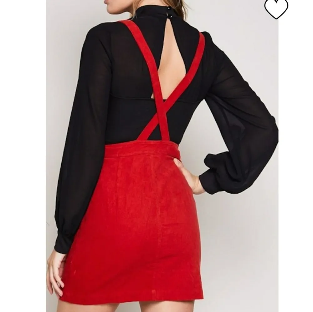 🔥SALE🔥NWT! Blue Blush Red Cherry Bomb Corduroy Dress S - Image 2