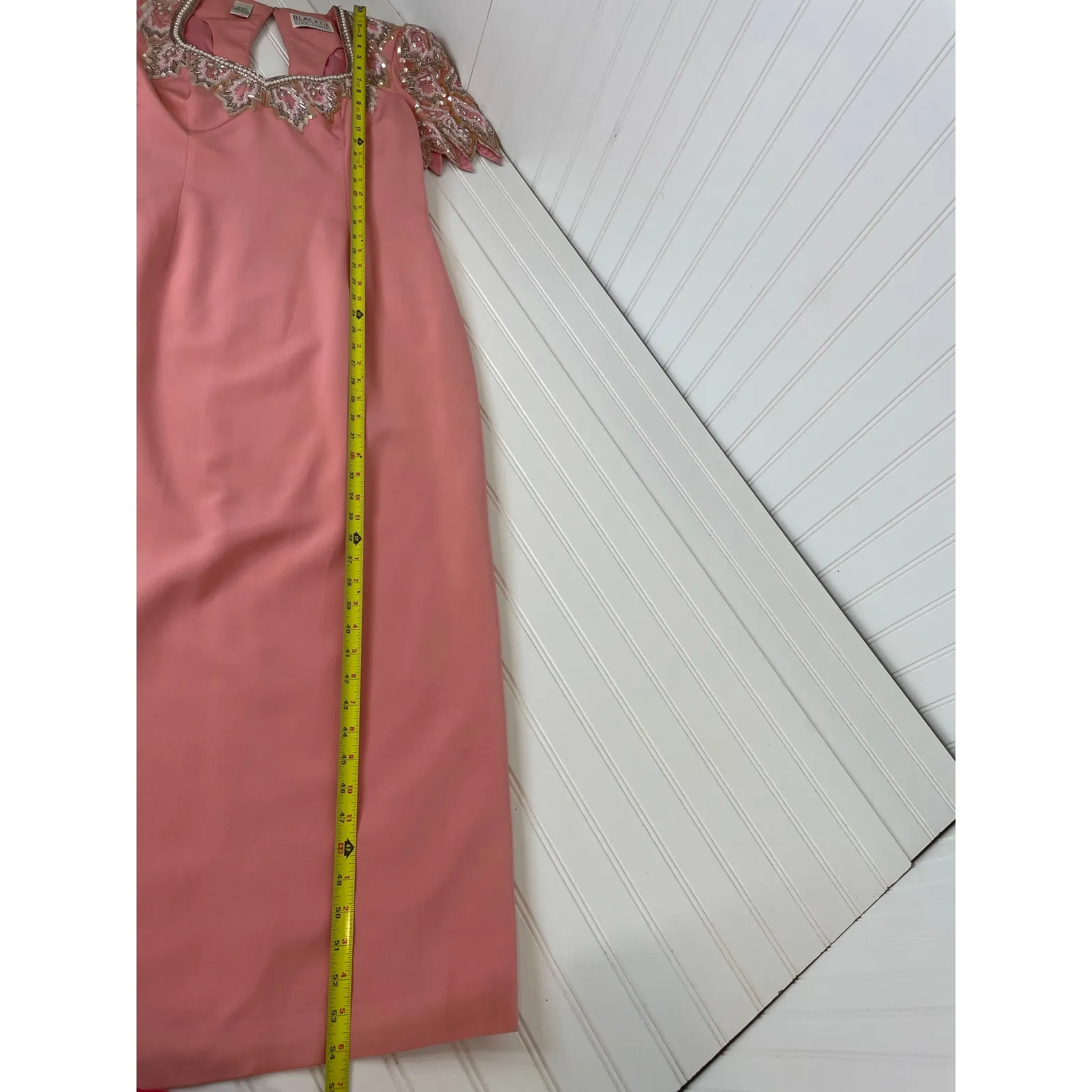 VTG Blacktie Oleg Cassini Maxi Mother Of The Bride Dress Peach Formal Silk 14 - Image 6