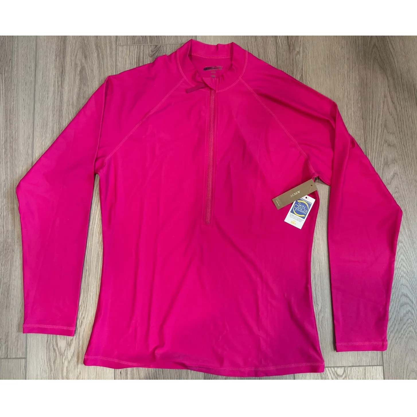 J.Crew Active Long Sleeve Rash Guard Swim Surfing Sporty Radiant Fuchsia XXL - Image 2