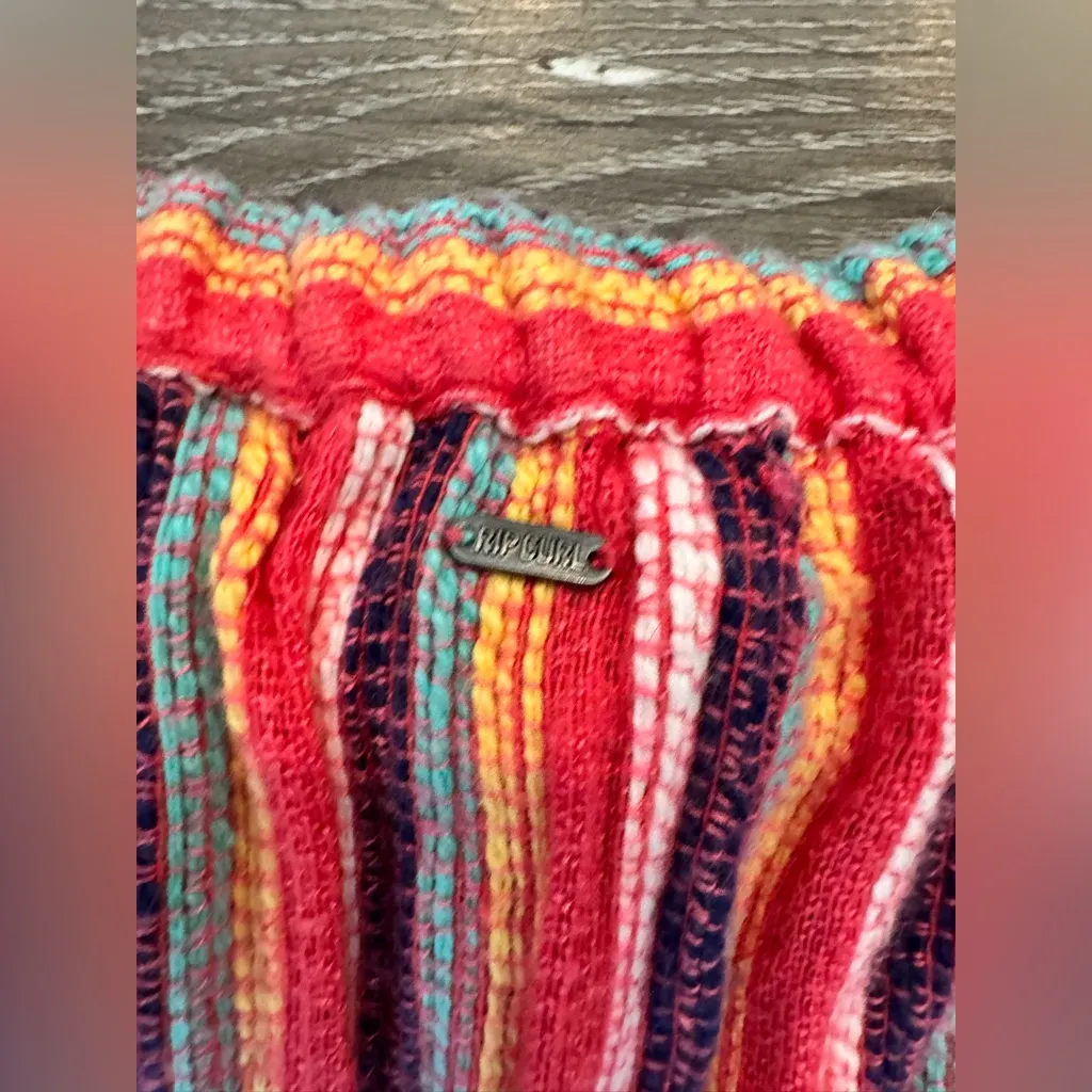 Rip Curl Off-Shoulder Striped Boho Festival Top Medium - Image 6