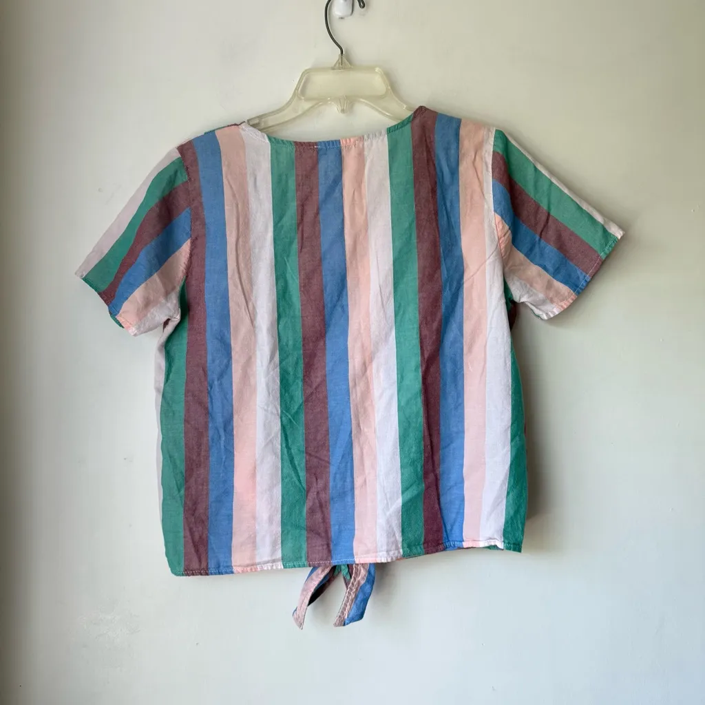 Madewell Novel Tie-Front Button Top in Flagstaff Stripe S - Image 8