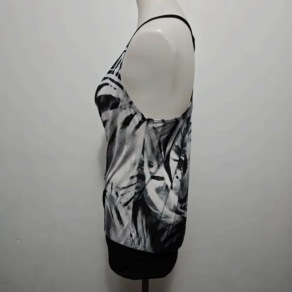 Topia Y2K Sleeveless Tank Top Cowl Neck Black White Abstract Print Rave Club Size L - Image 3