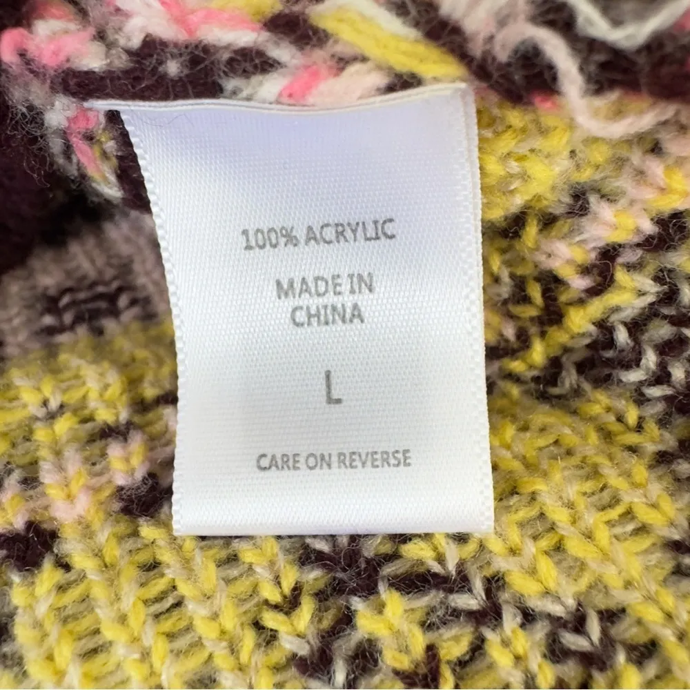 Multicolor Fair Isle Apres Sweater Mock Neck Tunic New York & Company Cabincore Size L - Image 9