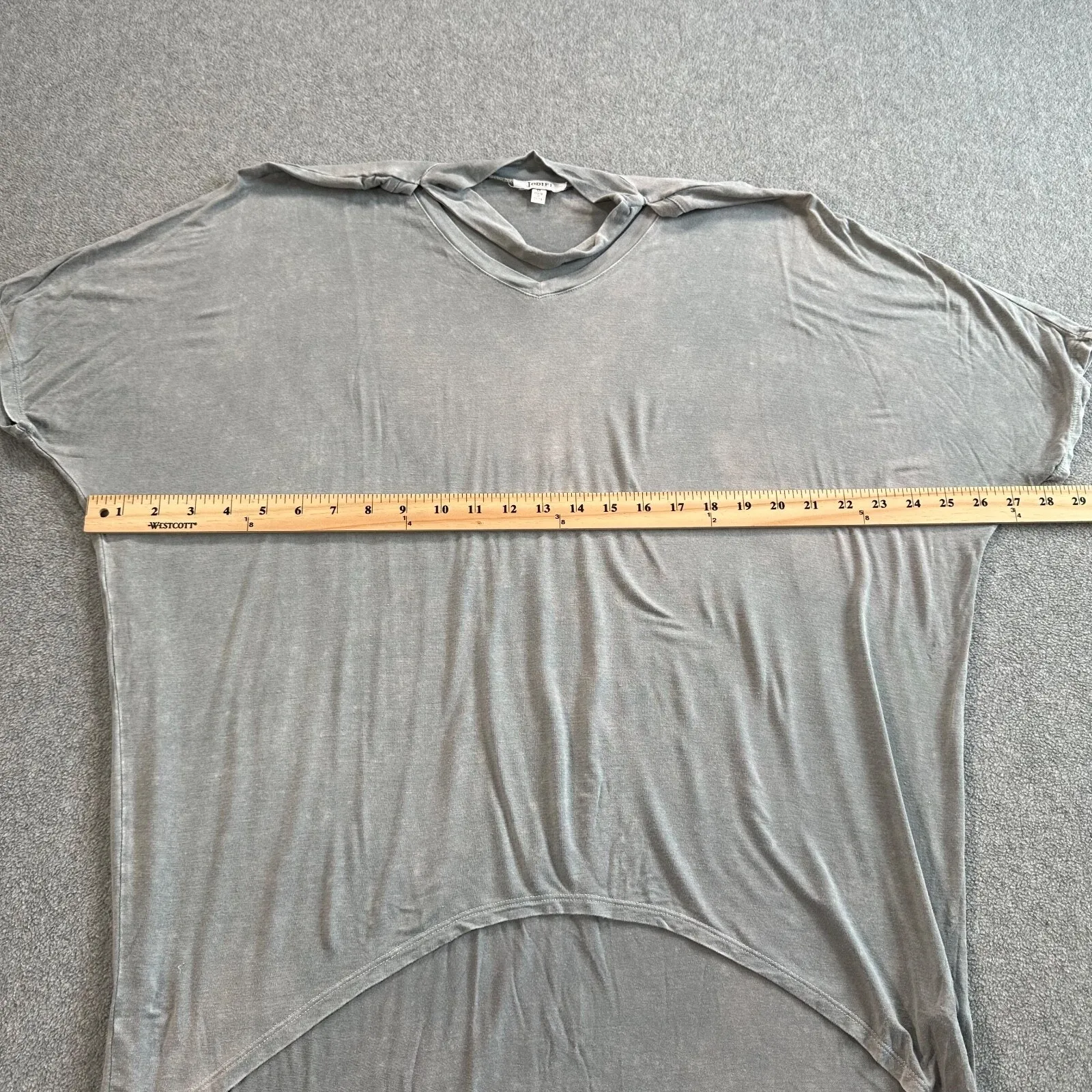 Jodifl Cutout Choker Tee Shirt Women Medium Gray High Low Dolman Sleeve Distress - Image 6